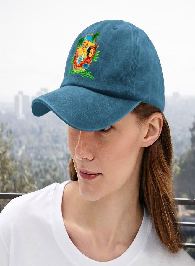 Paunook It is 5 Oclock Somewhere Baseball Cap Vintage Cotton Washed Baseball Caps Adjustable Dad Cyan Blue - Image 5